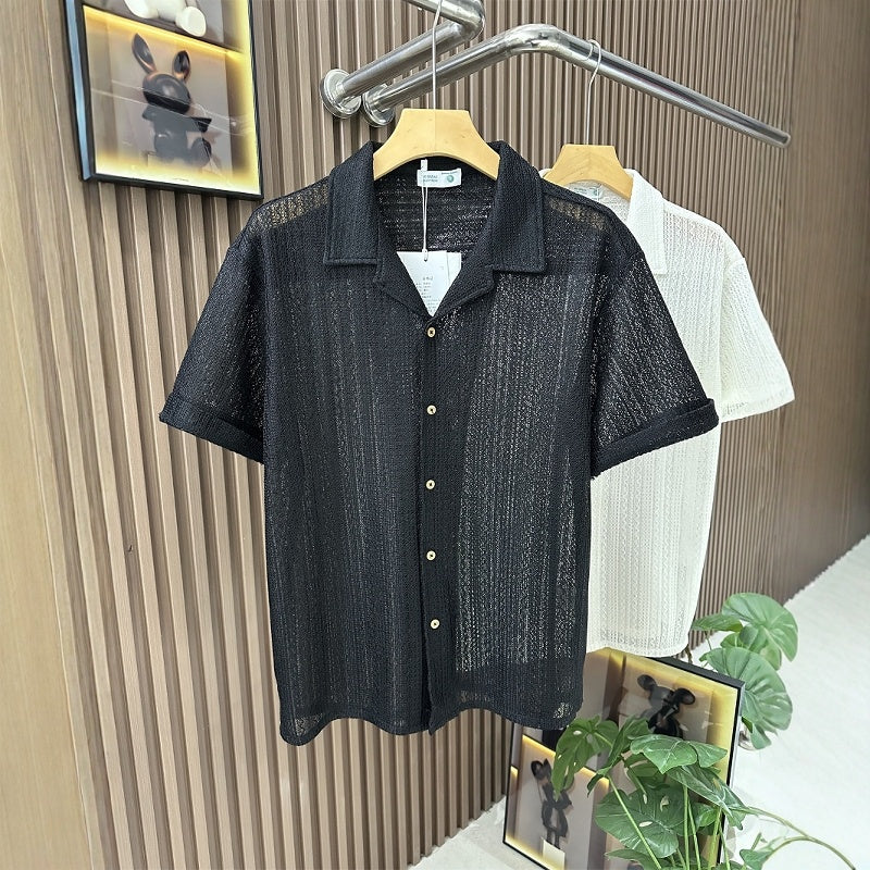 Premium Hollow-Out Knitted Summer Shirt | Breathable Texture