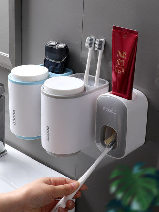 Wall-Mounted Automatic Toothpaste Dispenser & Organizer
