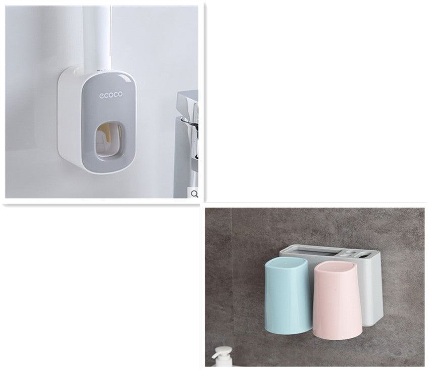 Wall-Mounted Automatic Toothpaste Dispenser & Organizer