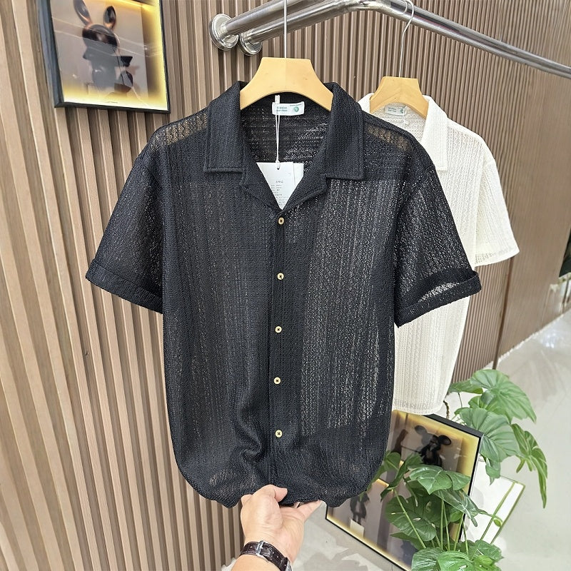 Premium Hollow-Out Knitted Summer Shirt | Breathable Texture